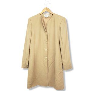 Vintage 90's Jones New York Wool Tan Blend Long-line Blazer Size 14